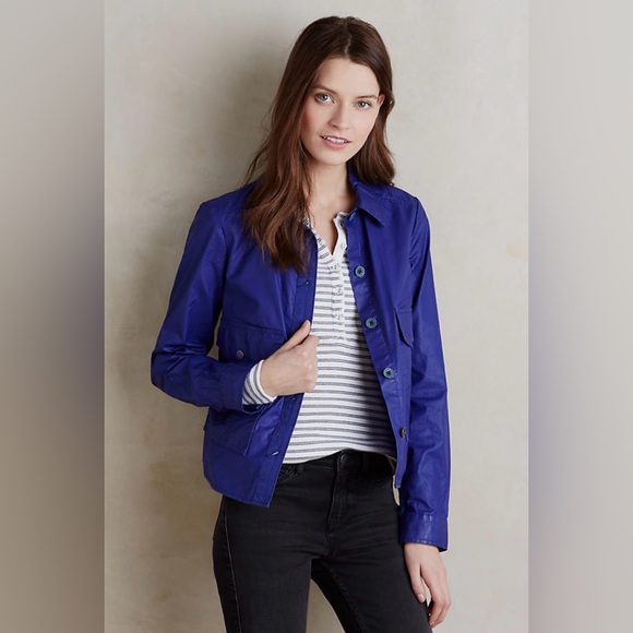 Anthropologie X HEI HEI Blue Utility Swing Jacket Size Large NWT